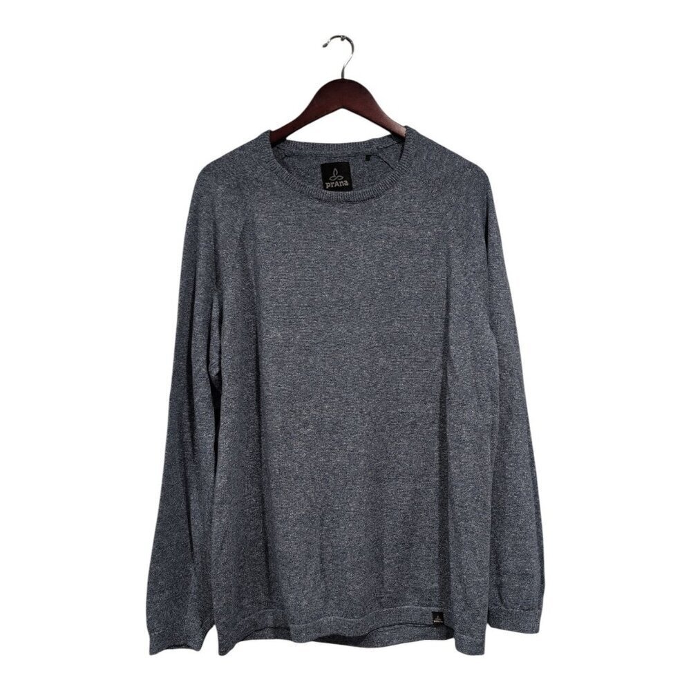 Prana Men's Marled Blue Long Sleeved Lightweight Sweater Crew Neck Size L